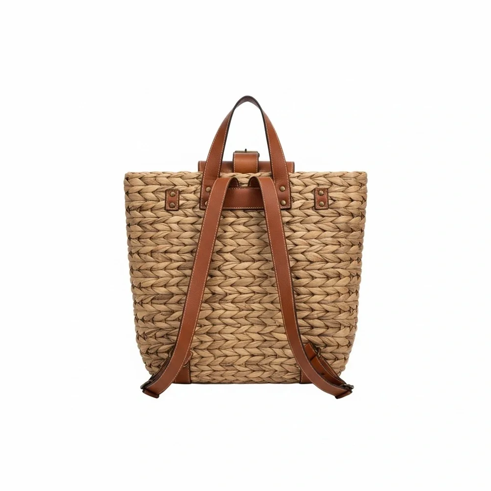 Natural Life Tan Woven Tote Bag/Back Pack - Picture 2 of 3